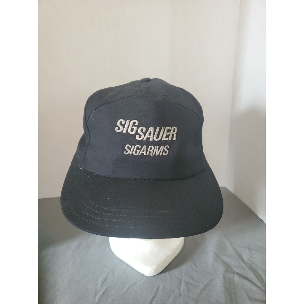 Vtg Sig Sauer Sigarms Black Embroidered Logo Adjustable Baseball Cap Hat USA